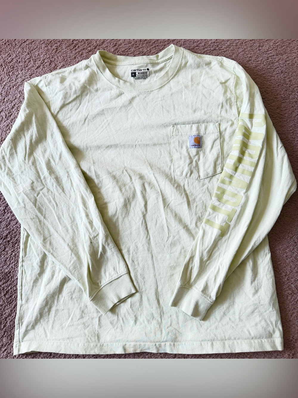 Carhartt Men’s Long-Sleeve Pocket Tee in Pale Green